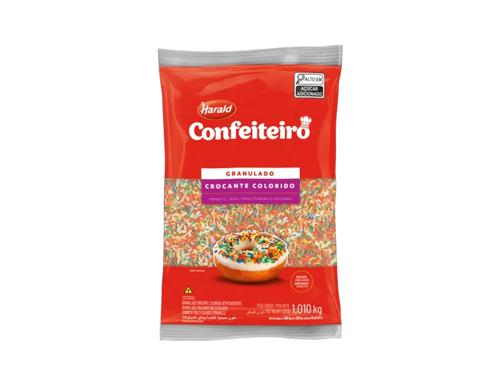 CHOCOLATE GRANULADO CROCANTE COLORIDO CONFEITEIRO HARALD 1,010 KG (CX 10 PCT)